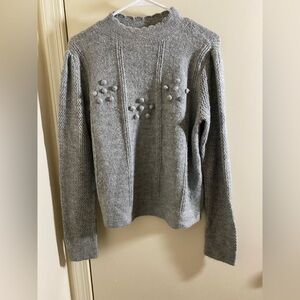 LC Lauren Conrad Heather Gray Textured Crew Neck Sweater